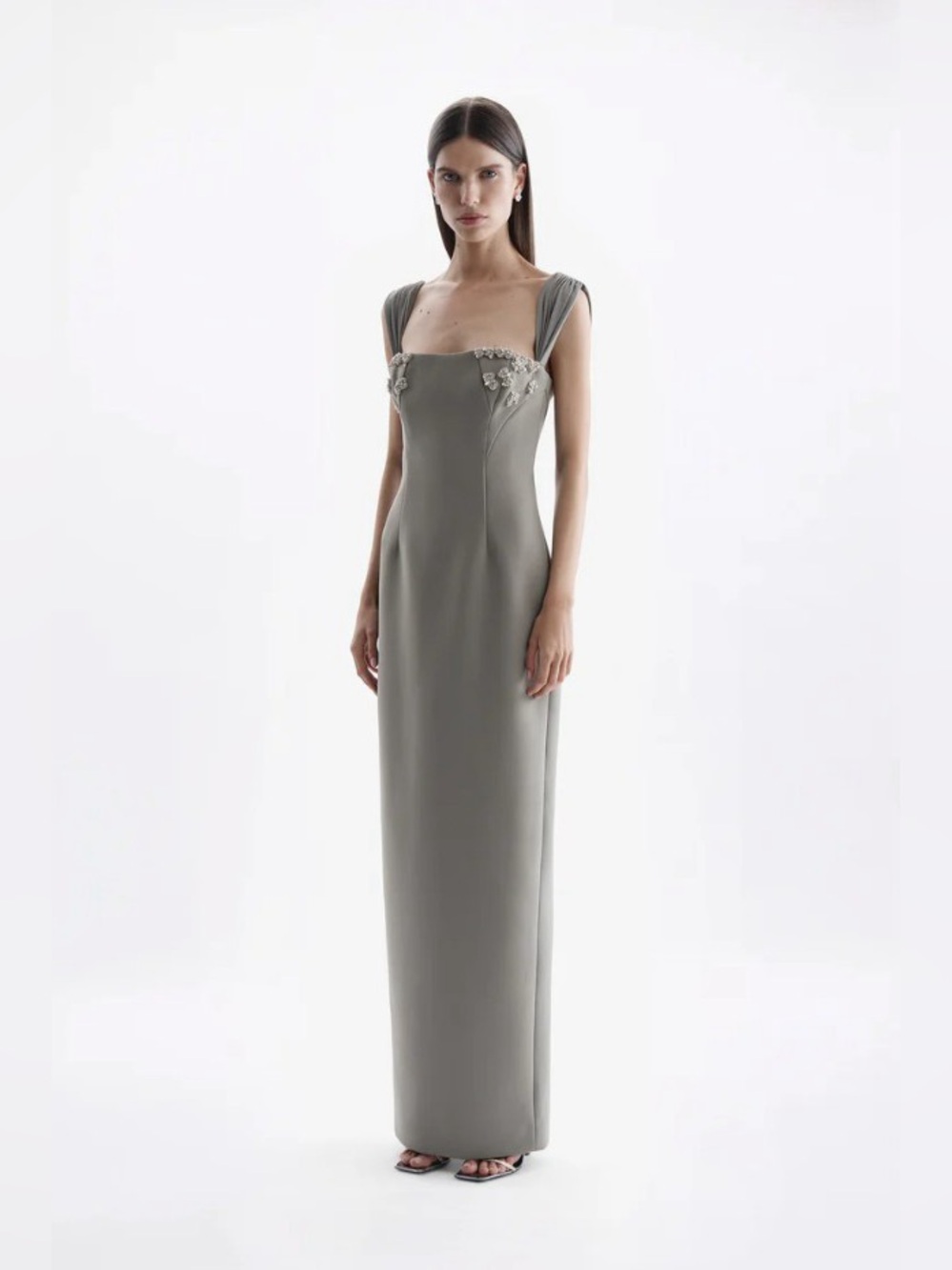 Rachel Gilbert Malia Square Neckline Embellished Column Maxi Gown AU8/US4 NWOT - Picture 6 of 9